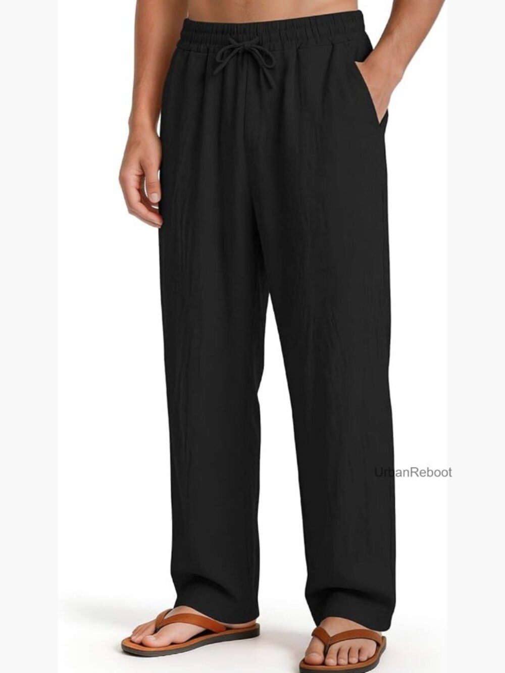Elastic Waist Drawstring Casual Pants Loose Fit Lounge Travel Trousers